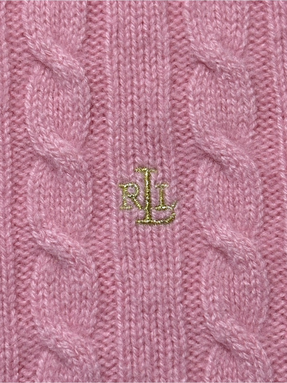 Lauren Ralph Lauren Cashmere Cable Knit Full Zip Sweater Cardigan Pink 3X FLAWS - Picture 3 of 10